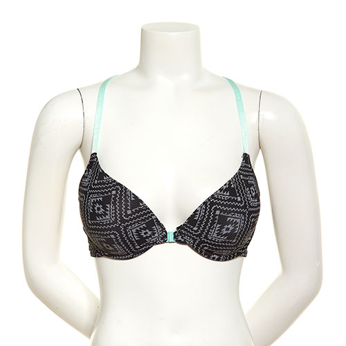 Juniors B Intimates Tribal Print Lace Bra Sbh861c2 34c, Black/mint