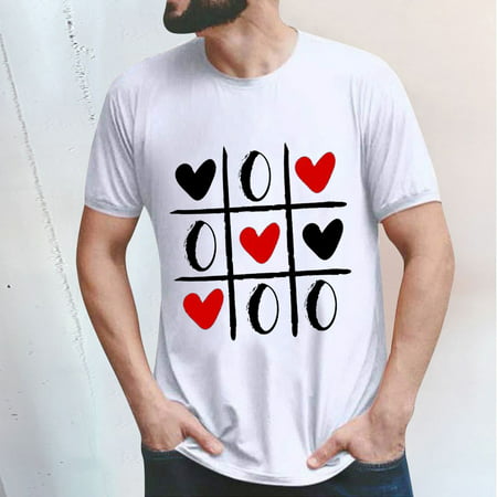 HAXMNOU Valentines Day Graphic T Shirt Couple Matching Shirt Short Sleeve T Shirt Shirt Mens Model White L