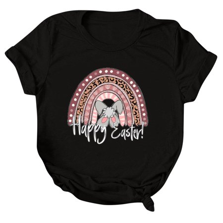 GWAABD Womens T Shirts Casual Fashion Blouse for Women Casual Easter Day Printing Shirts Round Neck Short Sleeve Tee Tops Tunic Shirt