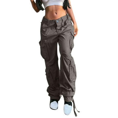 GWAABD Women S Plus Size Ripped Jeans Women High Waist Baggy Cargo Pants Cargo Jeans Jogger Pocket Loose Fit Straight Wide Leg Trouser
