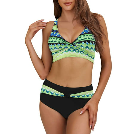 GWAABD Cut Out Bikini Set High Beachwear Swimwear Filled Set Print Print Women S Top Boho Waisted Set Bra Swimsuit Swimsuit Bikini Swimwears Tankinis 