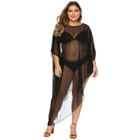 CLZOUD Bikini Top for Women Large Bust Multicolor Women S Beach Cover Ups See Through Sheer Mesh T Shirt Dress Xl
