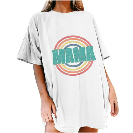 GWAABD Womens Swing Tops MAMA Women S Printing Short Blouse Fashion Casual Tops Sleeve Pattern Women S Blouse