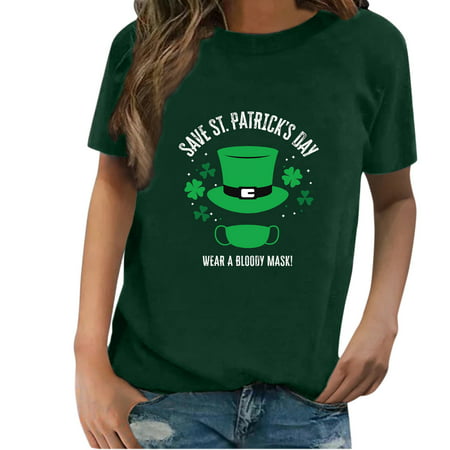 GWAABD Short Sleeves Tops for Women Women S Casual Fashion Top Shirt Short Sleeve O-neck Letter Print Tops Pullover Blouse Tee Tops Tunic Casual T-shi