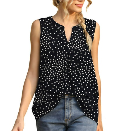 GWAABD Camisole Tank Tops for Women Summer Blouse Casual Shirt Sleeveless Top V Neck Casual Pleated Shirt Solid Color Tank Top