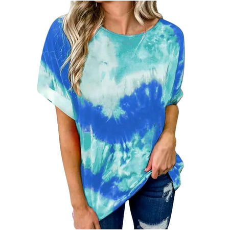 GWAABD Short Sleeves Tops for Women Casual Prints Sleeve Tee Tops Tee Blouses Shirts Backless Tee Short Women  S T-Shirts