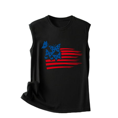 GWAABD Tank-Top-and-Cami Tee Round Sleeveless Neck Tee Vest Casual T Tops Shirt Tank Print Blouse Womens Women S T-Shirts
