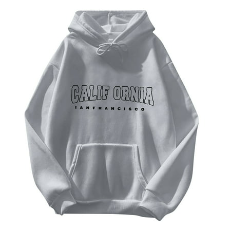 GWAABD Fashion Hoodies for Women Monogram Print Long Sleeve Drawstring Hooded Sweatshirt with Pockets
