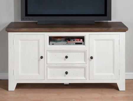Nantucket Collection 048-9 60 Media Unit with English Dovetail Drawer Fronts  Wire Management and a Solid Pine and Veer Construction in