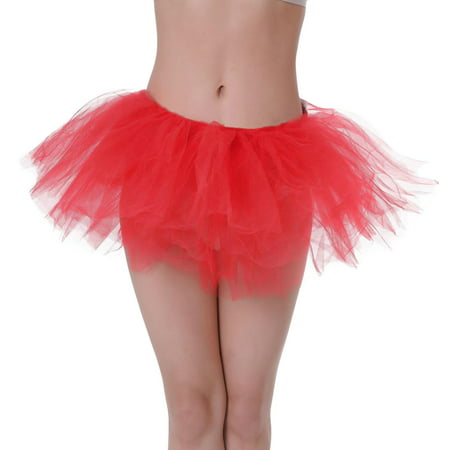 CLZOUD Dress Summer for Women Red Women S Adult Puffy Skirt 5 Layer Cake Tutu Skirt