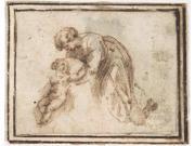 Mother and Child Poster Print by Attributed to Francesco Allegrini (Italian  Cantiano 1615/20 �after 1679 Gubbio ) (18 X 24)