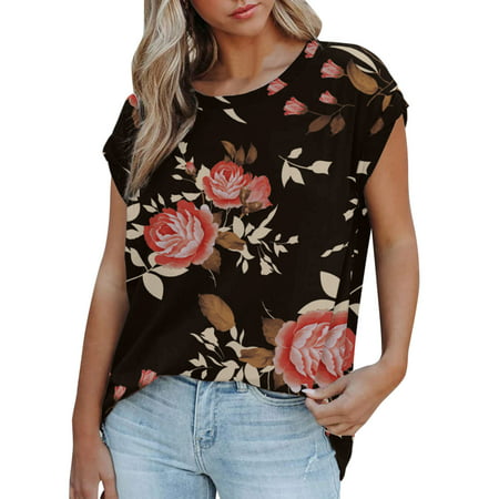 GWAABD Top for Women Fashion 2023 Women Casual Short Sleeve Off Shoulder Oversized T Shirt Outdoor Soft Basic Printing Tunic Tops Blouse