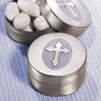 Silver Cross Design Mint Circle Tins