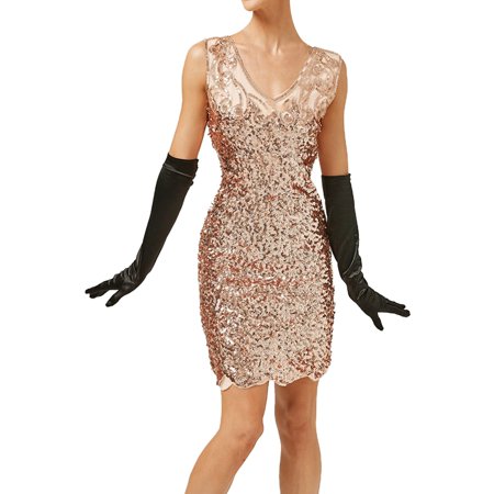 GWAABD Sleeveless Dress for Women S Vintage Dress Sleeveless Dress 1920s Sequin Beaded Party Night Flapper Gown Dress