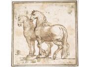 Two Horses Poster Print by Attributed to Francesco Allegrini (Italian  Cantiano 1615/20 �after 1679 Gubbio ) (18 X 24)