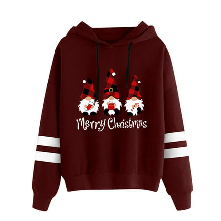 GWAABD Fashion Hoodies for Women Women Casual Loose Print Hooded Long Sleeves Sweatshirt
