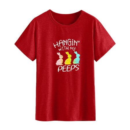 GWAABD Long Sleeve Tops T-shirt for Women Crewneck Easter PrintingDailyLoose Blouses Tops