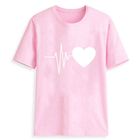 CLZOUD Basic T Shirts for Women Pink Women Girls Plus Size Print Shirt Short Sleeve T Shirt Blouse Tops Xxl