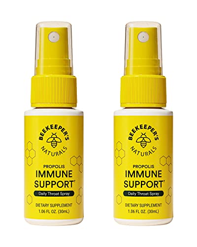 Beekeeper's Naturals Propolis Throat Spray, Natural Immune Support & Sore Throat Relief - Antioxidants, Keto, Paleo, Gluten-Free, 1.06 Oz (Pack of 2)