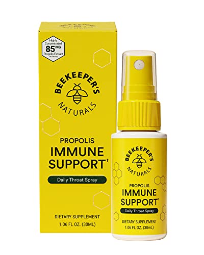 Beekeeper's Naturals Propolis Throat Spray, Natural Immune Support & Sore Throat Relief - Antioxidants, Keto, Paleo, Gluten-Free, 1.06 Oz (Pack of 2) thumbnail