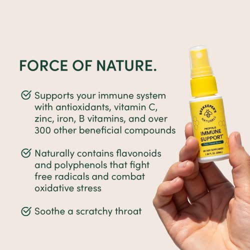 Beekeeper's Naturals Propolis Throat Spray, Natural Immune Support & Sore Throat Relief - Antioxidants, Keto, Paleo, Gluten-Free, 1.06 Oz (Pack of 2) thumbnail