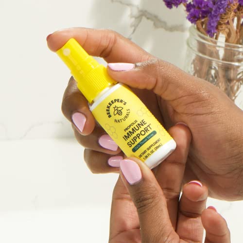 Beekeeper's Naturals Propolis Throat Spray, Natural Immune Support & Sore Throat Relief - Antioxidants, Keto, Paleo, Gluten-Free, 1.06 Oz (Pack of 2) thumbnail