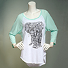Juniors 3/4 Sleeve the Elephant Tee S, White/mint