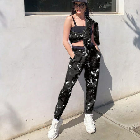 GWAABD Tummy Control Yoga Pants for Women Womens Ladys Casual High Waist Loose Pants Comfy Stretch Tie-dye Printing Pants