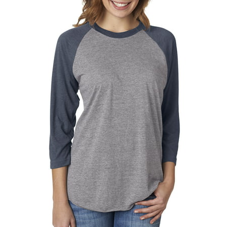 Next Level Unisex Tri-Blend 3/4 Sleeve Raglan   6051   VIN NVY/ PR HTHR   Large
