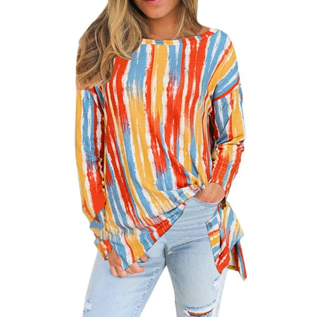 GWAABD Womens Casual Long Sleeve Shirts Womens Print Long Sleeve T Shirts Casual Comfy Tops Tee Shirt Women S Tunics