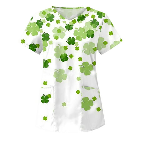 GWAABD Tunic Tops Long Sleeve Women Casual Tops Three Quarter Sleeves Crew Neck T Shirt Fashion Print Loose with Pockets