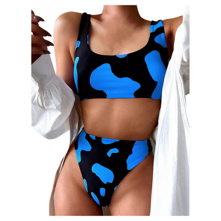 GWAABD Gifts for Women Set Bikini Print Beachwear Push up Swimwear Women Cow Set Brazilian Swimsuit Swimwears Tankinis Set Swimwears Tankinis Set