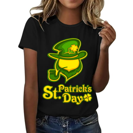 GWAABD Womens Sweat Shirts Women S St. Patrick S Day Tops Shirt Casual Happy Printed Shirt Short Sleeve Round Neck Blouse Fashion Casual Top Shirt