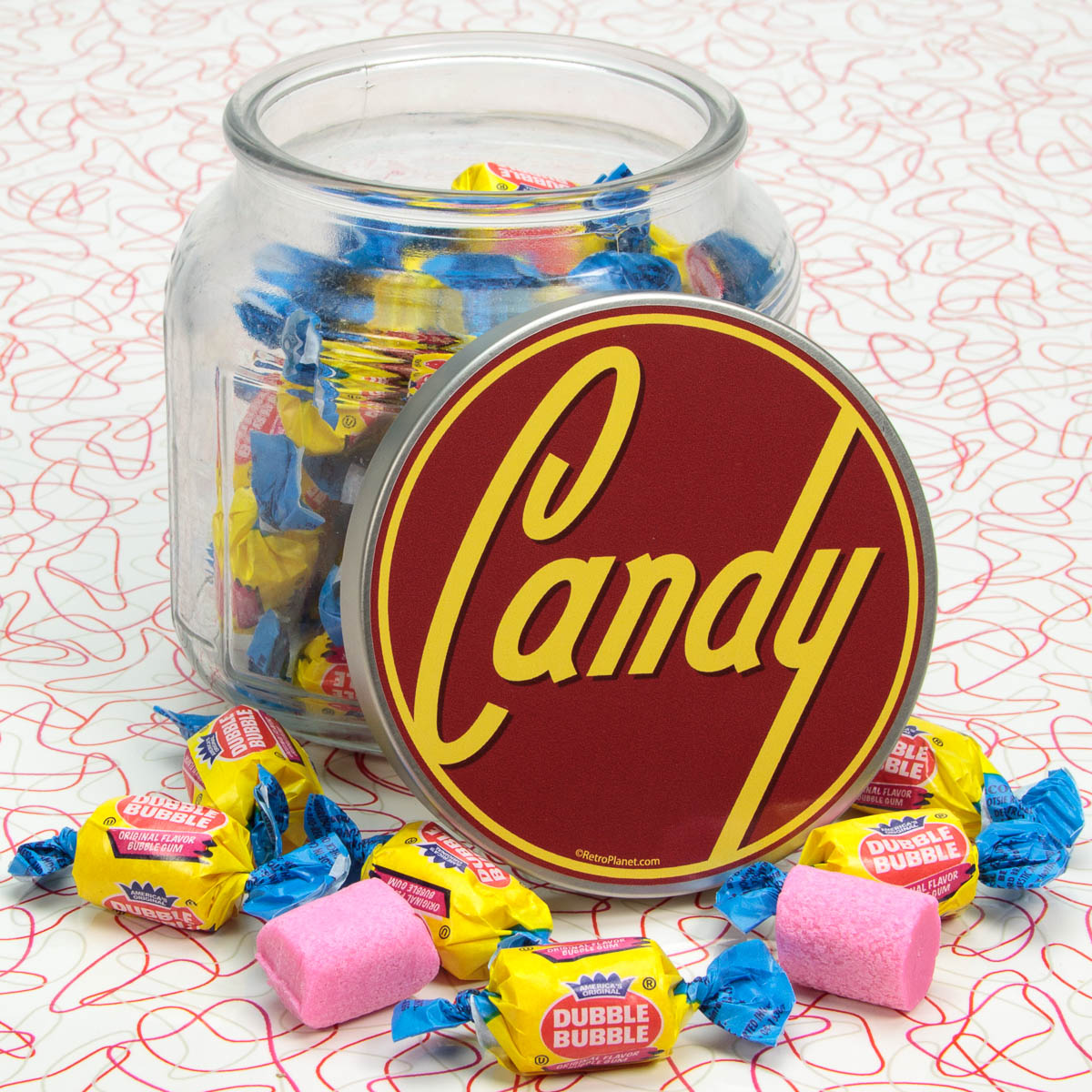 Dubble Bubble Gum 16 Oz Glass Candy Jar