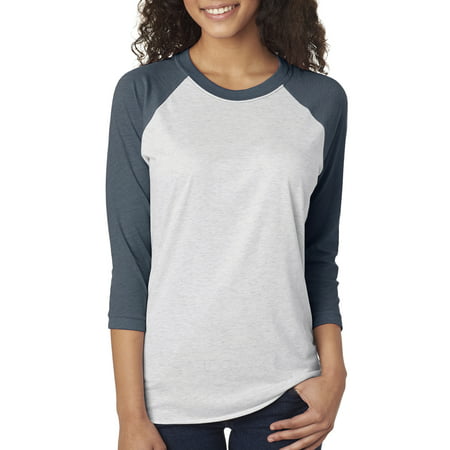 Next Level Unisex Tri-Blend 3/4 Sleeve Raglan   6051   IND/ HTHR WHITE   Large