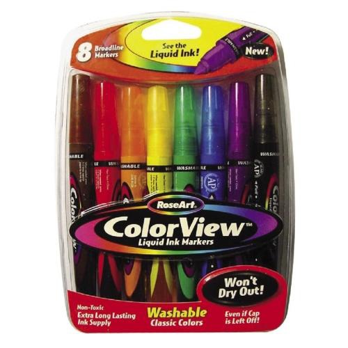 Liquid Markers, Washable, Nontoxic, 8/BX, Assorted