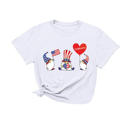 CLZOUD Plus Size T Shirts for Women White Women Summer O Neck Short Sleeve Printed Blouse Tops Clothes T Shirt L