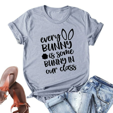 GWAABD Plus Size Tops for Women Long Sleeve Women Easter Day Top Shirt Short Sleeve Crewneck Fashion Letter Printed T Shirt Casual Loose Tee Top
