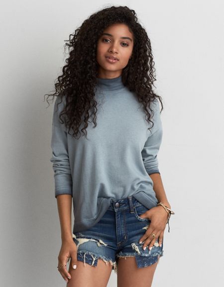 Ae Mock Neck Zipper Sweatshirt