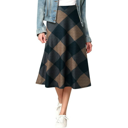 GWAABD Women High Waisted Skirts Women Fashion Print SKirt Pocket Elastic Waist Loose Long a Shaped Skirt