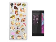 Sony Xperia E5 Gel Silicone Case Protection Cover C0275 - Collage Food Ice Cream Cupcake Doughnut Macaroon Waffle Peanut Butter