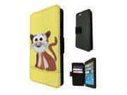 1136 - Cat Animal Drawing Yellow Design iPhone Se / iPhone 5 5s Flip Case Credit Card Holder Cover Book Style