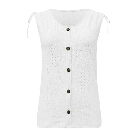 CLZOUD Women Shirts Summer White Women S Casual Solid Color U Neck Vest Simple and Exquisite Design Xxxl