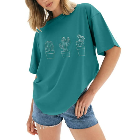 CLZOUD T-shirt Womens Sky Blue Womens Oversized T Shirts Loose Fit Crewneck Short Sleeve Tops Summer Casual Blouse 2023 Basic Tee Xl