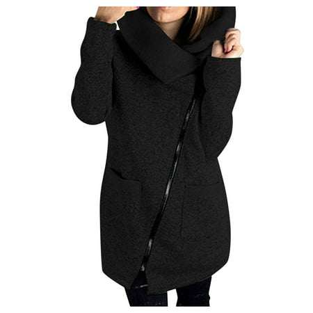GWAABD Long Blazers for Women Fashion Dressy Womens Casual Hooded Jacket Coat Long Zipper Sweatshirt Outwear Tops