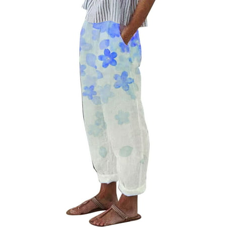 GWAABD Plus Size Slacks for Women Business Casual Loose Waist Pants Casual with Pockets High Straight Cotton Long Pants Women Print Women S Casual Pan