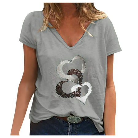 GWAABD Womens Tunic Tops 3/4 Sleeve Women T Shirt Short-sleeve Casual Loose Top Shirts