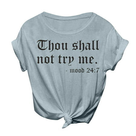 GWAABD Crewneck for Women Blouse for Women Casual Letter Printing Shirts Round Neck Short Sleeve Tee Tops Tunic Blouse