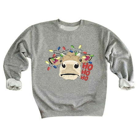 CLZOUD Womens T Shirts Casual Grey Fashion Womens Casual Loose O-neck Printed Long Sleeve Tops T-shir M