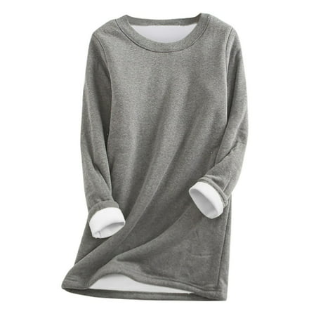 GWAABD Womens Hoodie Sweatshirt Winter Underwear Thick Warm Top O Neck Women Velvet Sweatshirt Women S Blouse